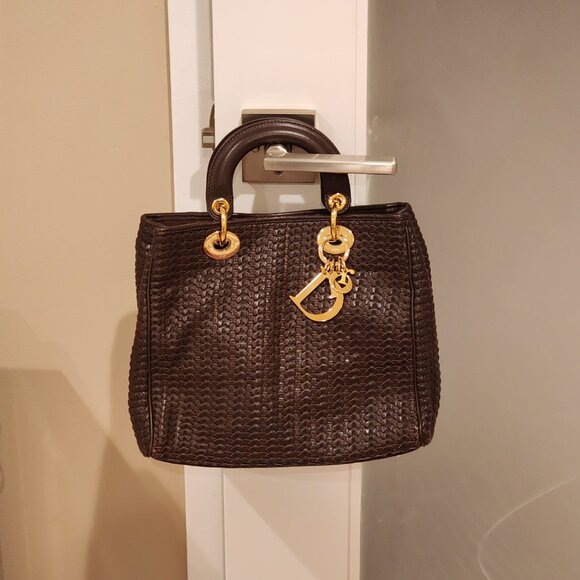 Excellent!! CHRISTIAN DIOR: Soft leather Woven “Lady Dior” bag - Picture 15 of 15